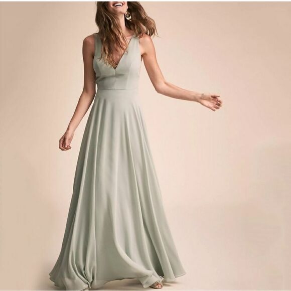 BHLDN Colby Maxi Dress Gown by Jenny Yoo Mint Size 4 - Picture 2 of 12